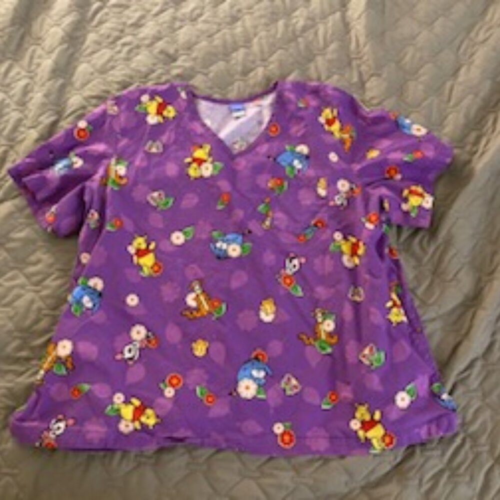 JUST REDUCED-HOT DEAL: Scrub Top Plus size WINNIE THE POOH Purple